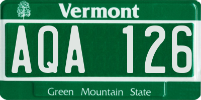 VT license plate AQA126