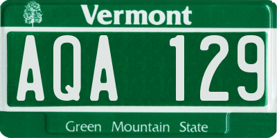 VT license plate AQA129