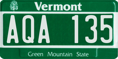 VT license plate AQA135
