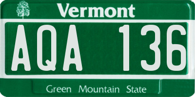 VT license plate AQA136