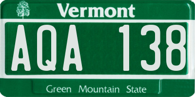 VT license plate AQA138