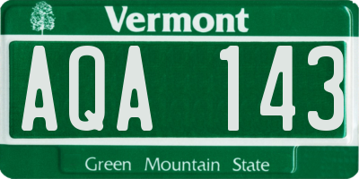 VT license plate AQA143