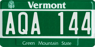 VT license plate AQA144