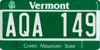 VT license plate AQA149