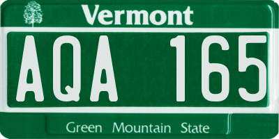 VT license plate AQA165