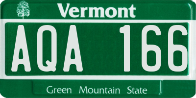 VT license plate AQA166