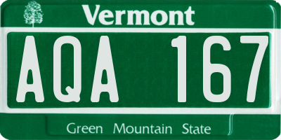 VT license plate AQA167