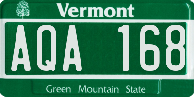 VT license plate AQA168