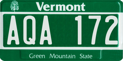 VT license plate AQA172