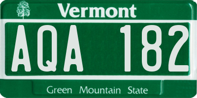 VT license plate AQA182