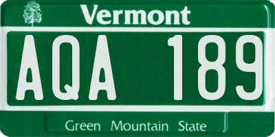 VT license plate AQA189