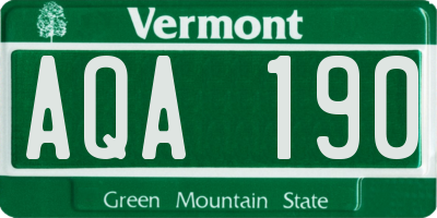 VT license plate AQA190