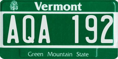 VT license plate AQA192