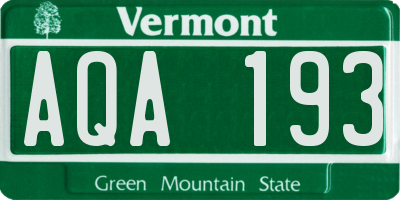 VT license plate AQA193