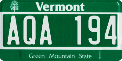 VT license plate AQA194