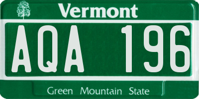 VT license plate AQA196