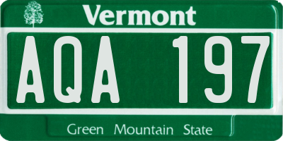 VT license plate AQA197