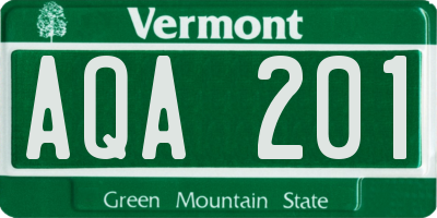 VT license plate AQA201
