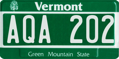 VT license plate AQA202