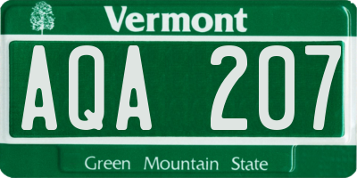 VT license plate AQA207