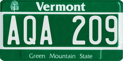 VT license plate AQA209