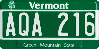 VT license plate AQA216
