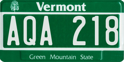 VT license plate AQA218