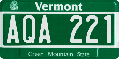 VT license plate AQA221