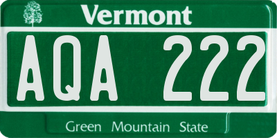 VT license plate AQA222