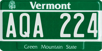 VT license plate AQA224