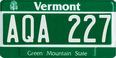 VT license plate AQA227