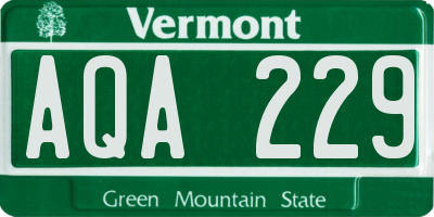 VT license plate AQA229