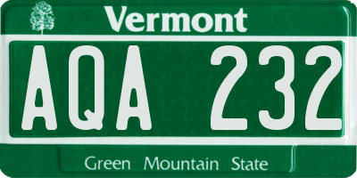 VT license plate AQA232