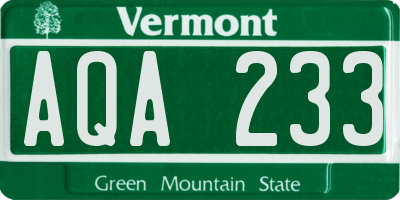 VT license plate AQA233