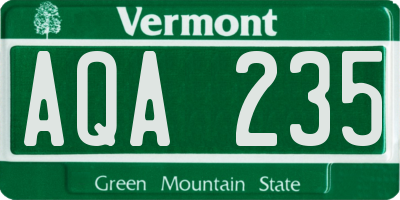 VT license plate AQA235