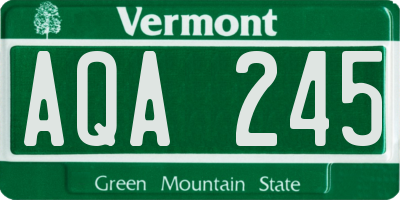 VT license plate AQA245