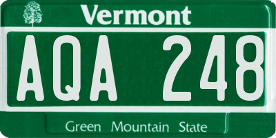 VT license plate AQA248