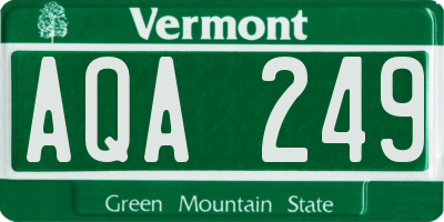 VT license plate AQA249