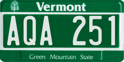 VT license plate AQA251