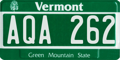 VT license plate AQA262