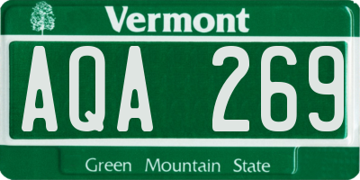 VT license plate AQA269