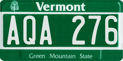 VT license plate AQA276