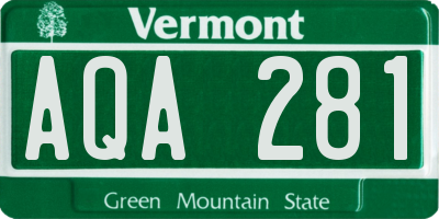 VT license plate AQA281