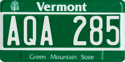 VT license plate AQA285