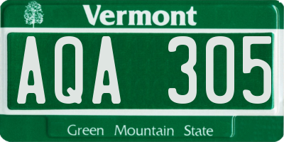 VT license plate AQA305