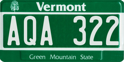 VT license plate AQA322