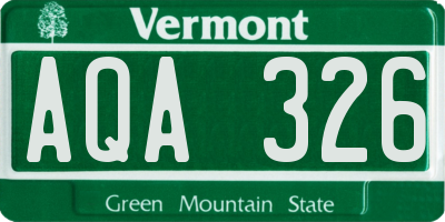 VT license plate AQA326