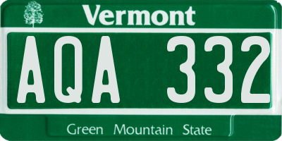 VT license plate AQA332