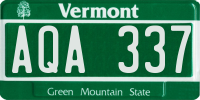 VT license plate AQA337