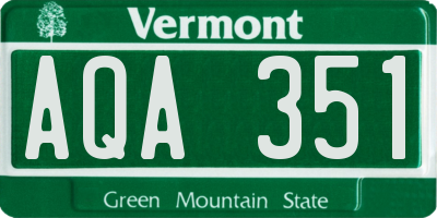 VT license plate AQA351